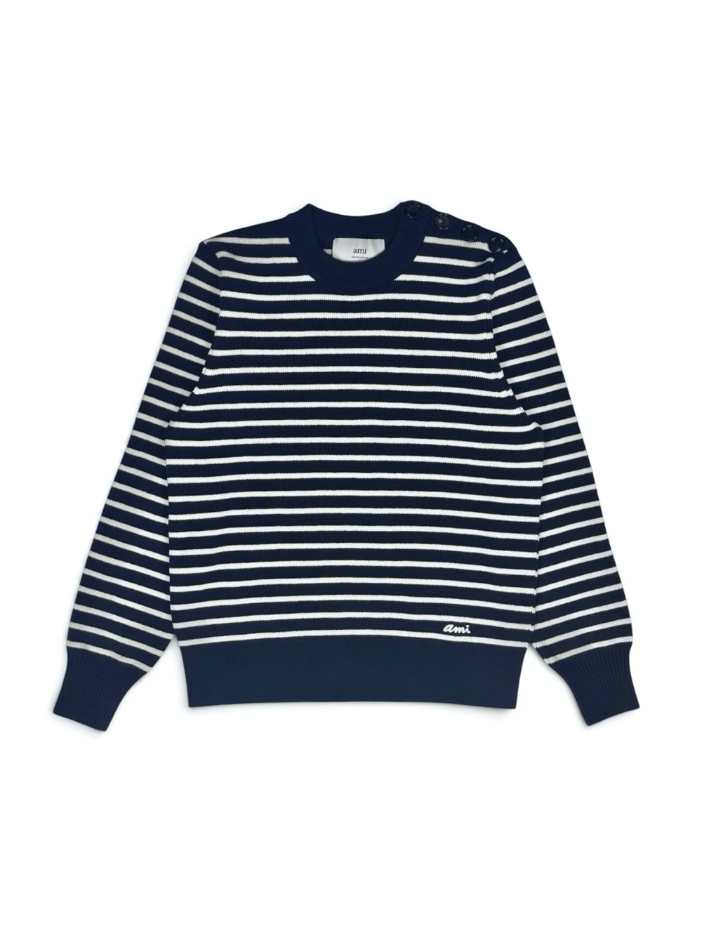 ⁠NWOT AMI Paris Sailor Striped Button Sweater L